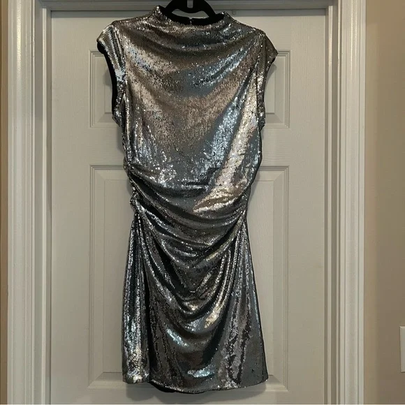 michael kors black and silver dress MICHAEL KORS Size P Black Silver Metallic Dress Stretch Womens